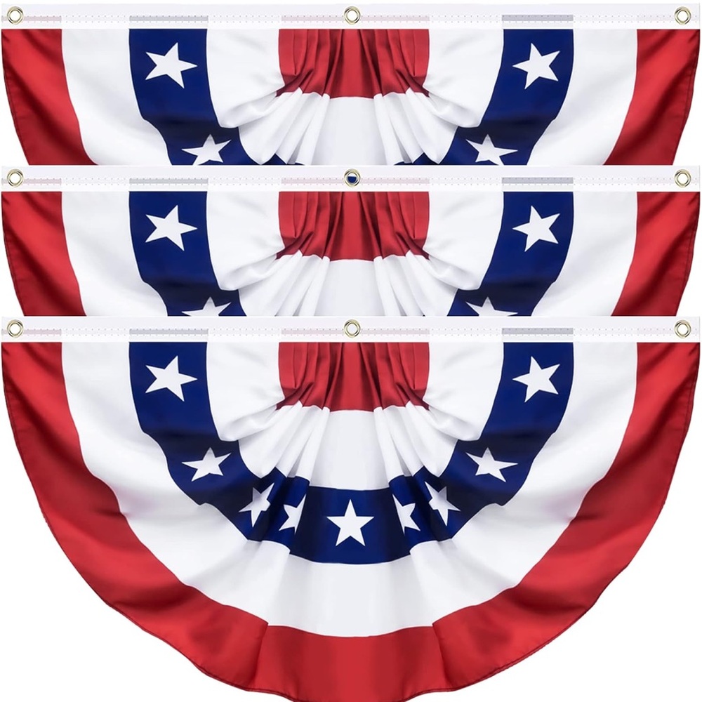 Set of 3 USA pleated flag 3x6 feet